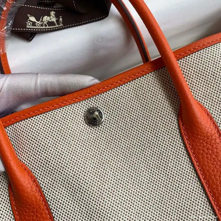 Affordable Orange Hardware Hermes Canvas Palladium In Party Garden Bag 0506